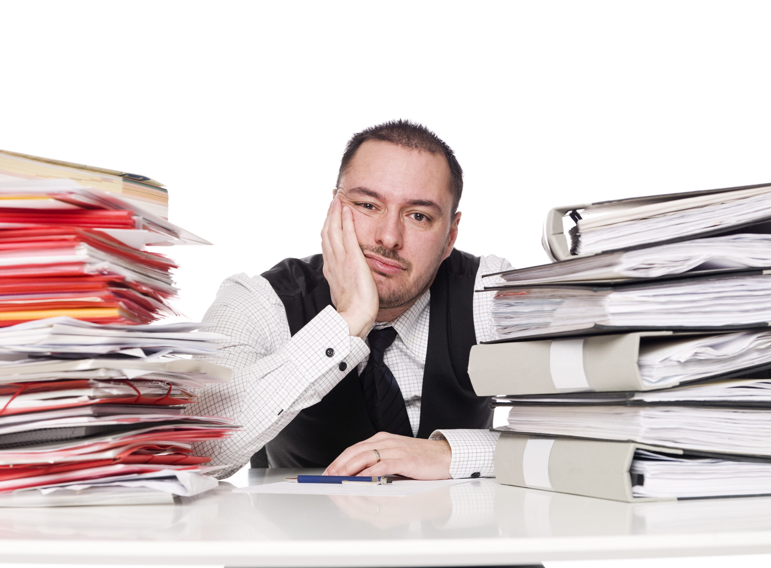 Hard working man in a office