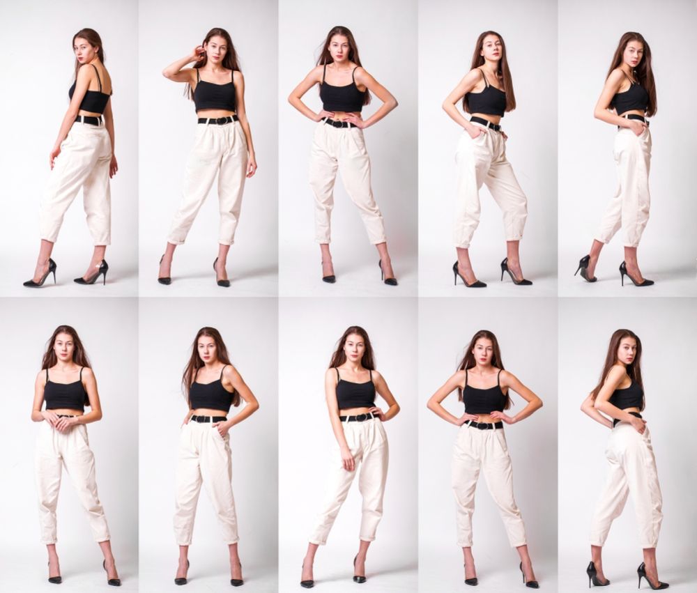 triple image of fashion model in different poses Stock Photo | Adobe Stock